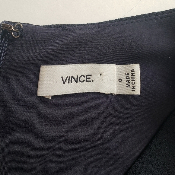 Vince V-Neck Sleeveless Dress Navy Blue A-Line Mini Pockets Size 0 XS - Picture 7 of 10